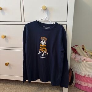 Crewcuts Navy Blue Dog Graphic Long Sleeve Shirt Size 8-9 Years
